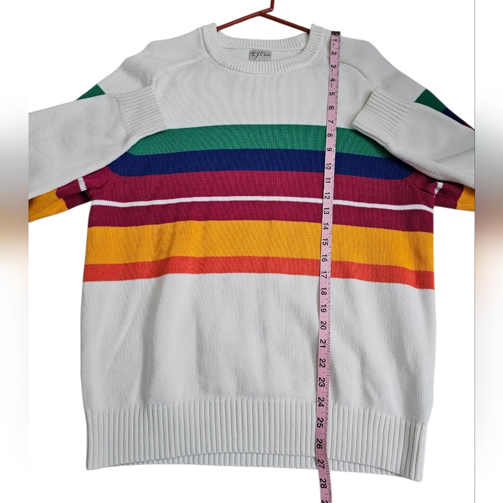 J.Crew Mens Large Sweater Multicolor Cotton Striped Crewneck Archival Investment - Picture 7 of 7